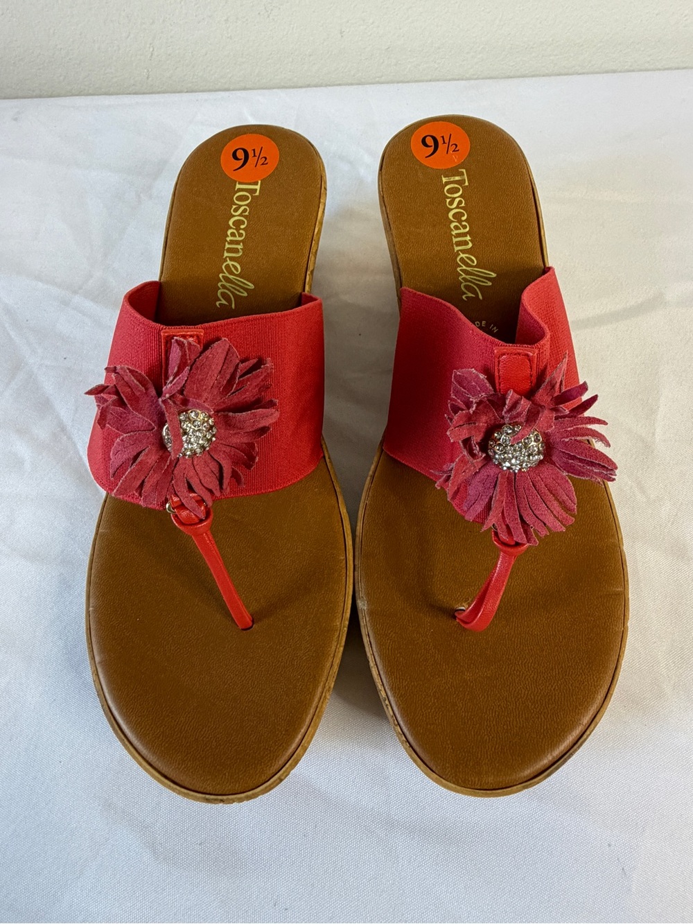 Toscanella Red Floral Thong Sandals - Women's